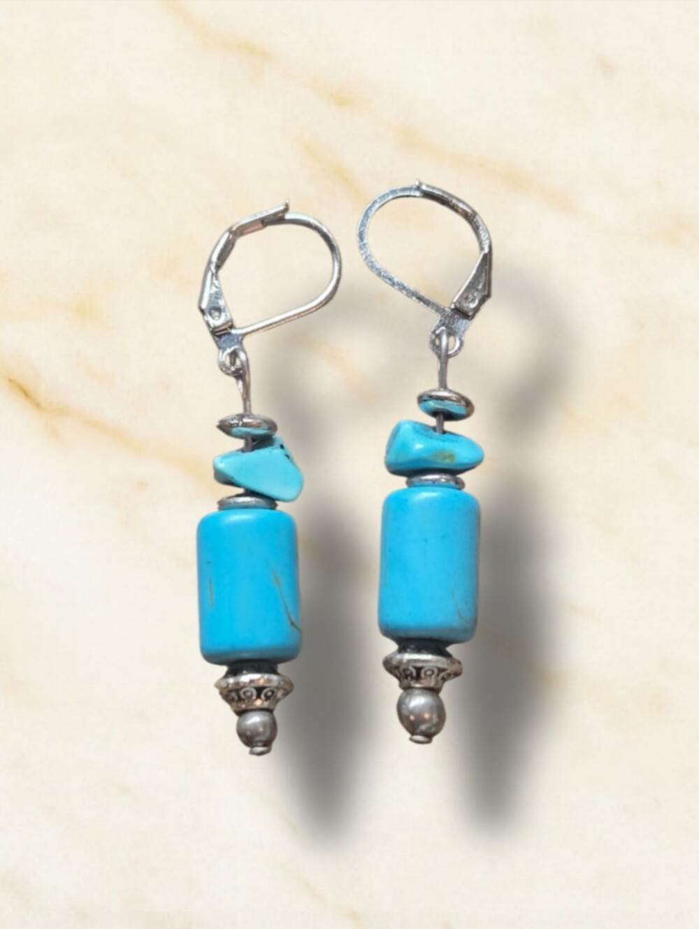 Turquoise Drop Bead Earrings - Unbranded